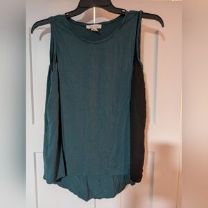 White House Black Market Tank Womens L Green Black Tank Drape Front Layered